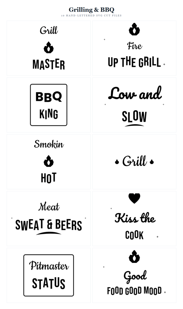 Grilling & BBQ SVG Bundle – 10 hand-lettered SVG cut files for Cricut and Silhouette